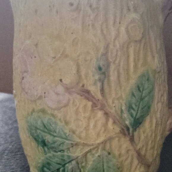 Early 20th C Ceramic Majolica Pitcher Apple Blossom - Picture 3 of 6